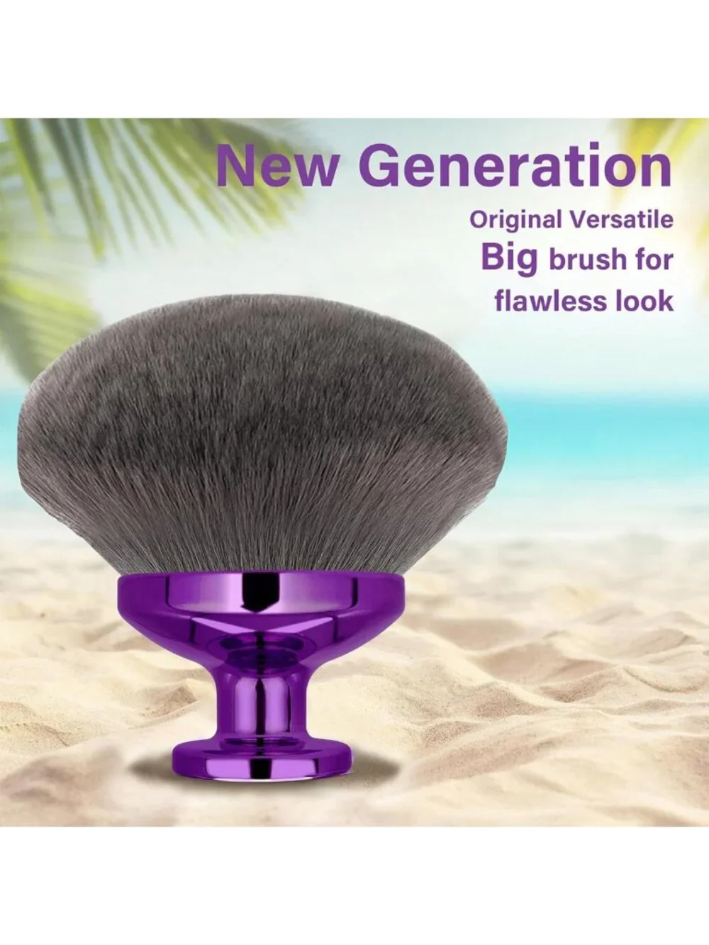 Extra Large Kabuki Makeup Brush for Self Tanner & Bronzer - Wet/Dry Use, Purple